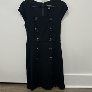White House Black Market Sleeveless Black Button Fitted Mini Dress
